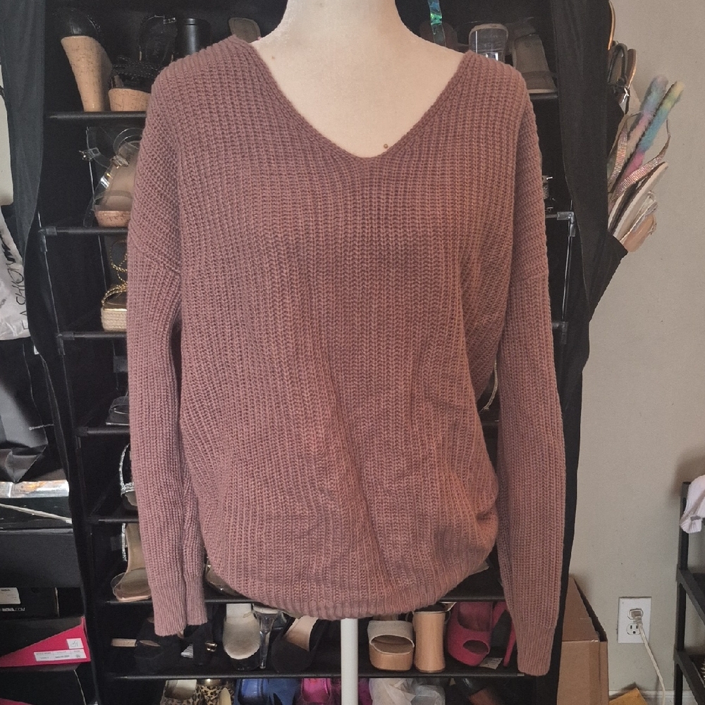 Women's V-Neck Pink Sweater